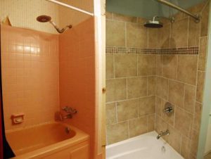 shower renovation - before and after